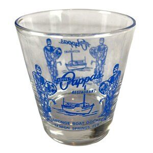 Vintage Louis Pappas Restaurant Sponge Boat Docks Tarpon Springs Florida Glass